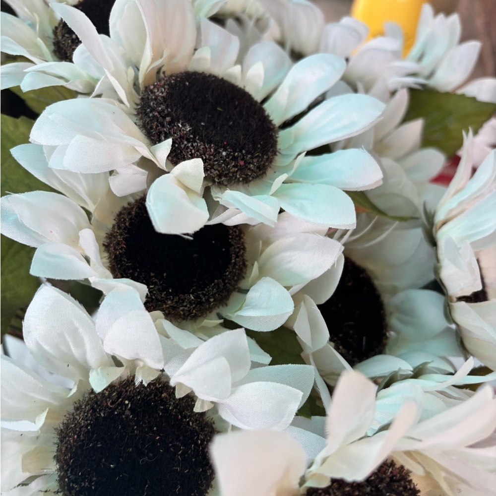 Ashland Green and White Sunflower Bush bundle of 4 bunches